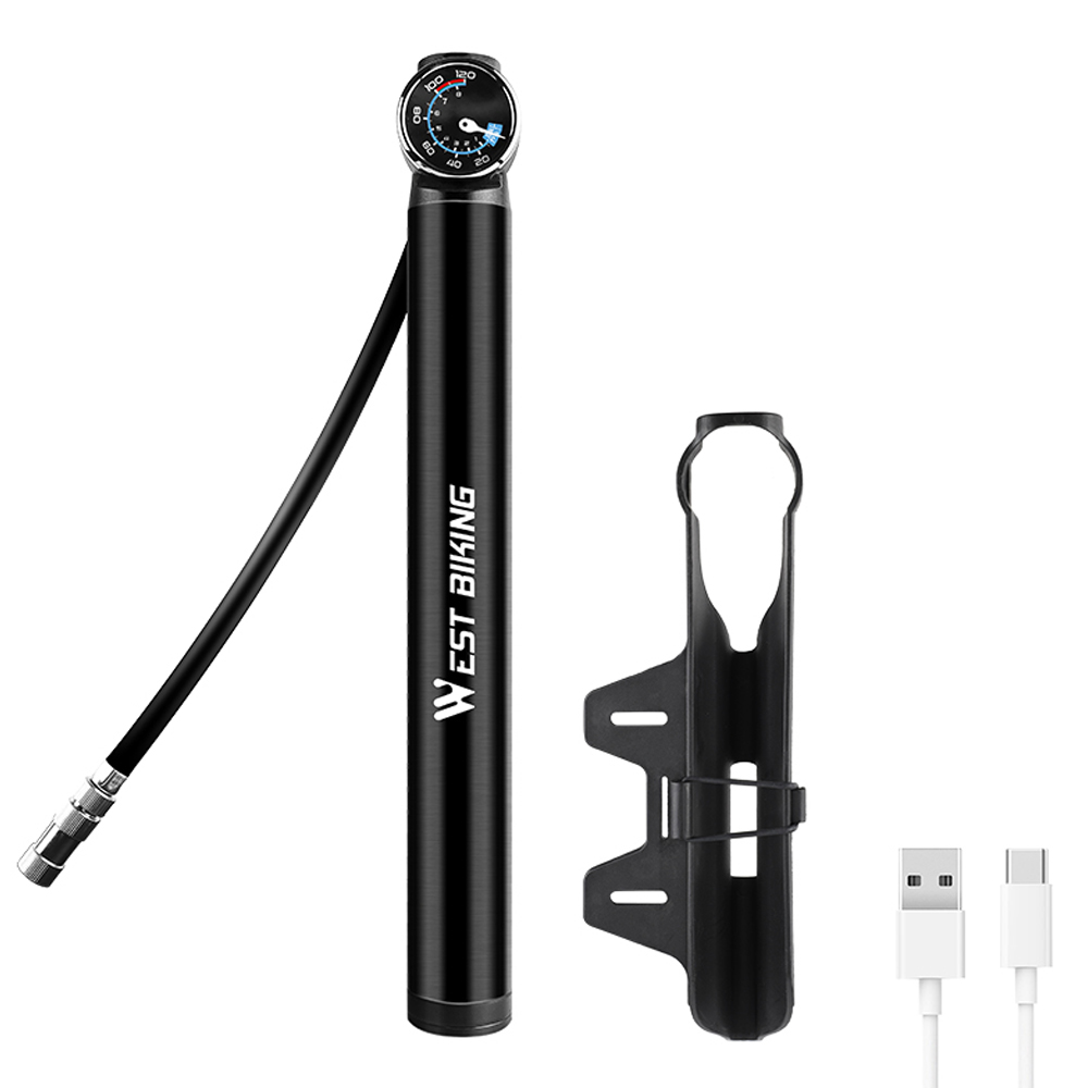 Ống bơm hơi đi xe đạp WEST BIKING bằng nhôm sạc USB