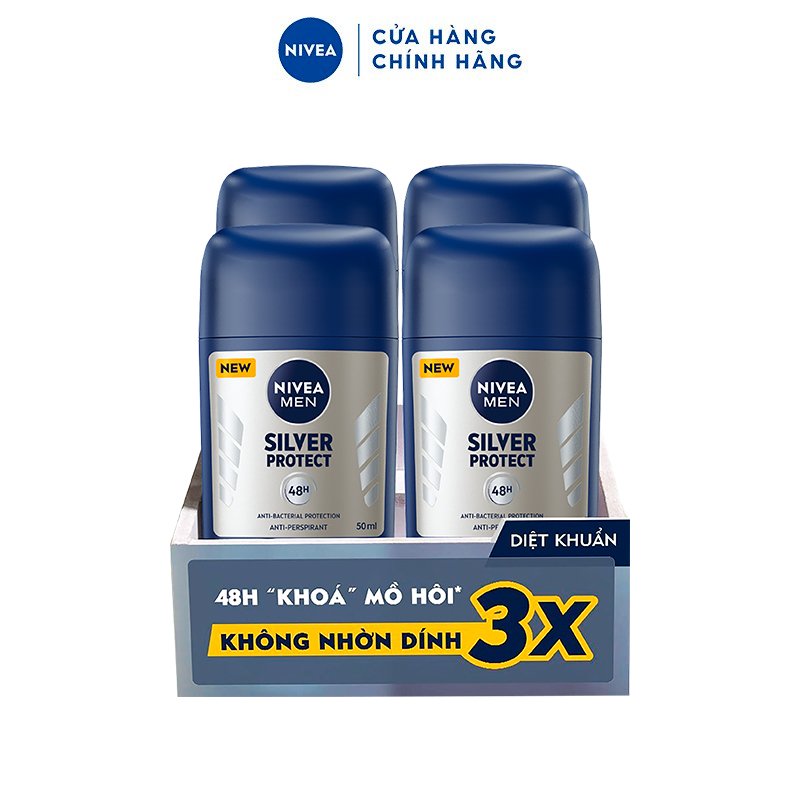 Bộ 4 Sáp Khử Mùi NIVEA MEN Phân Tử Bạc  - 83181