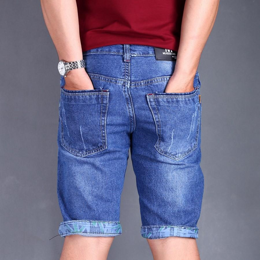 Quần short jean nam xanh xước GN37 Gấu nâu | quần nam | quần short nam