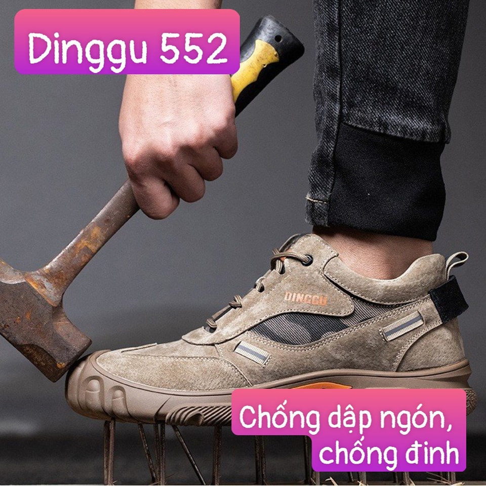 Giày Bảo Hộ Lao Động DINGGU 552, Thể Thao, Chống Trơn Trượt, Chống Đinh, Chống Va Đập, Siêu Nhẹ, Thoáng Khí, Mẫu Mới 2023, Nhập khẩu Trung Quốc, Tặng Kèm Vớ