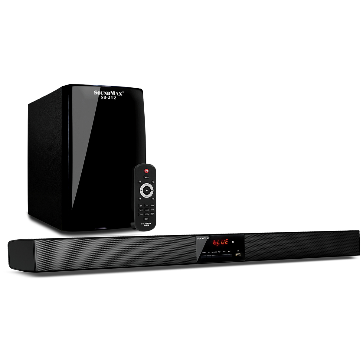 [Hàng Chính Hãng] Loa thanh 2.1 SoundMax SB-212 hỗ trợ kết nối bluetooth, USB 3.0, AUX, Optical, Coaxial với âm thanh chân thực và mạnh mẽ | 2.1 channels soundbar SoundMax SB212