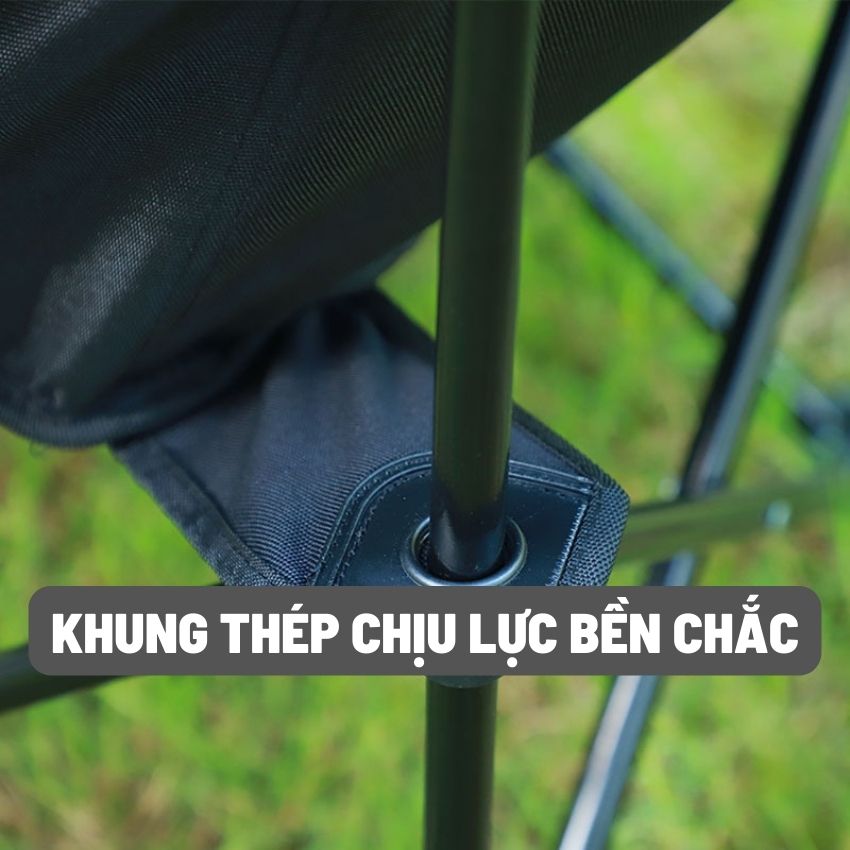 Ghế xếp dã ngoại gấp gọn đi cắm trại câu cá khung thép cacbon chịu lực 120kg