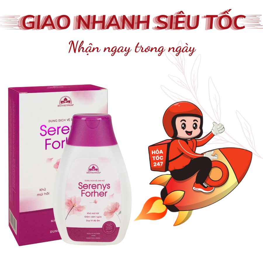 Dung dịch vệ sinh nữ Serenys Foher 200ml giúp khử mùi hôi, giảm viên ngứa, cân bằng độ ẩm, độ Ph