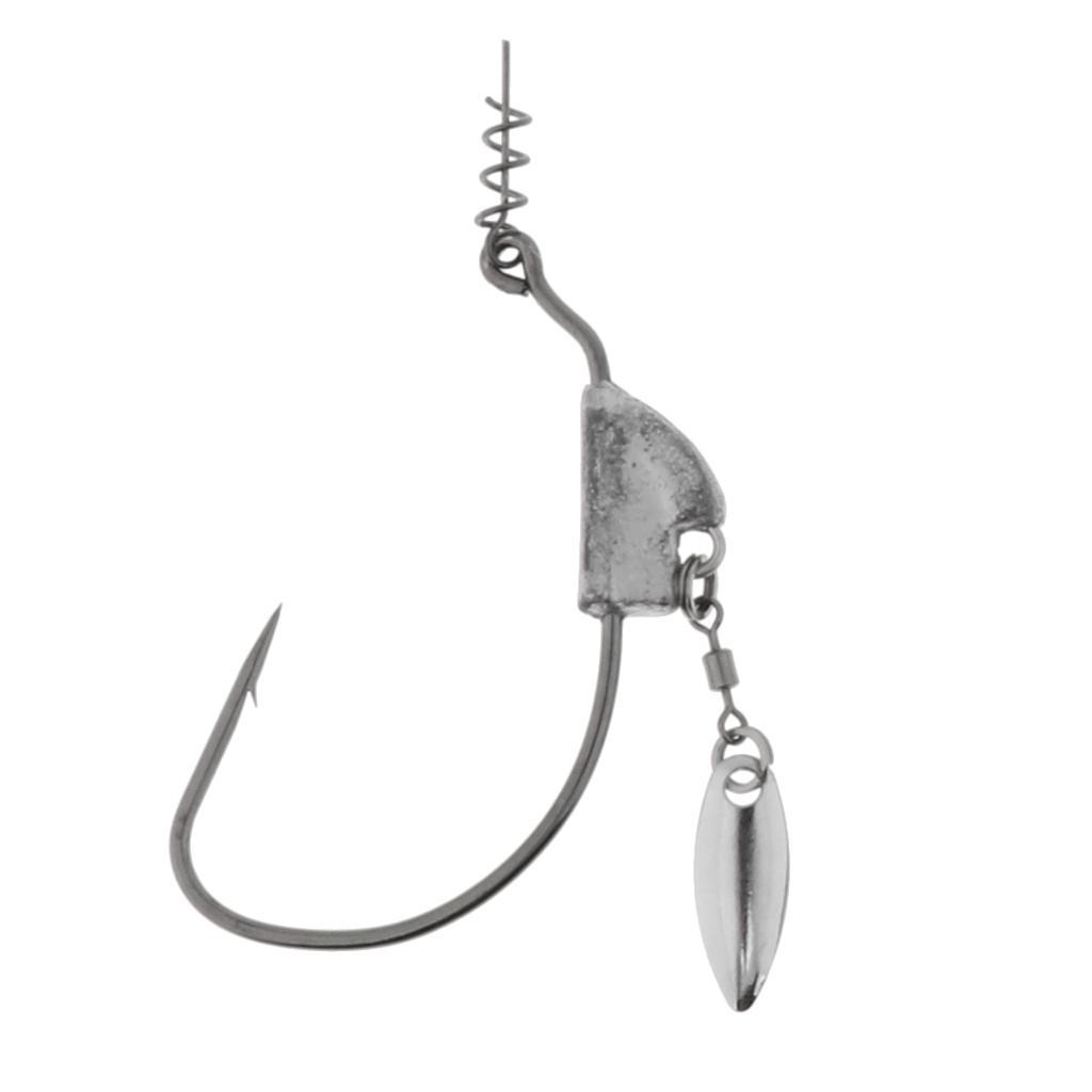 5pcs Weighted Fishing Hooks Worm Crank Hook With Spoon 5g