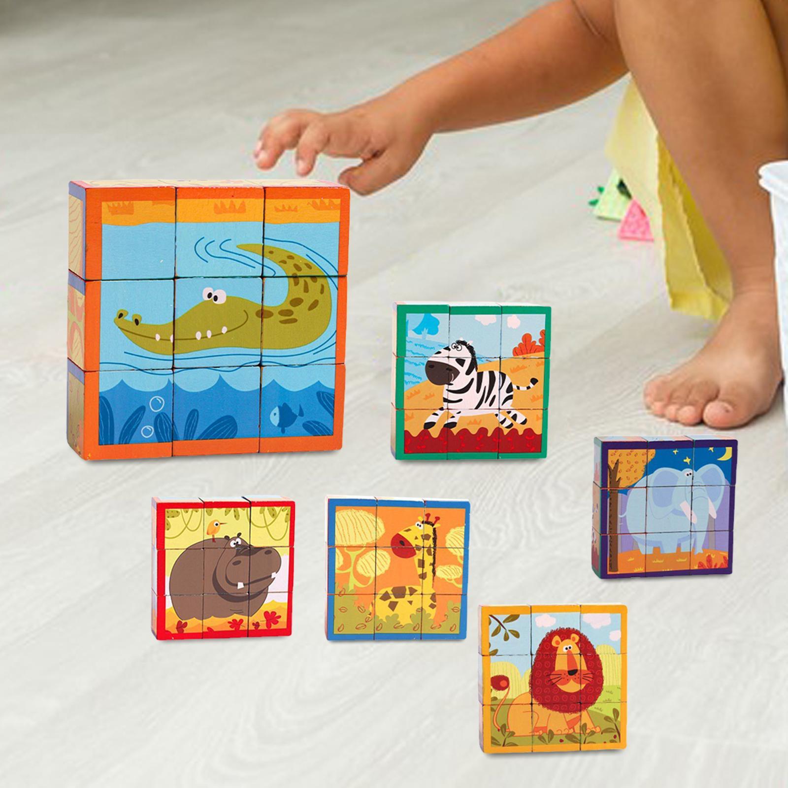 Wooden Cartoon Puzzle Montessori Shape Matching Game for Travel