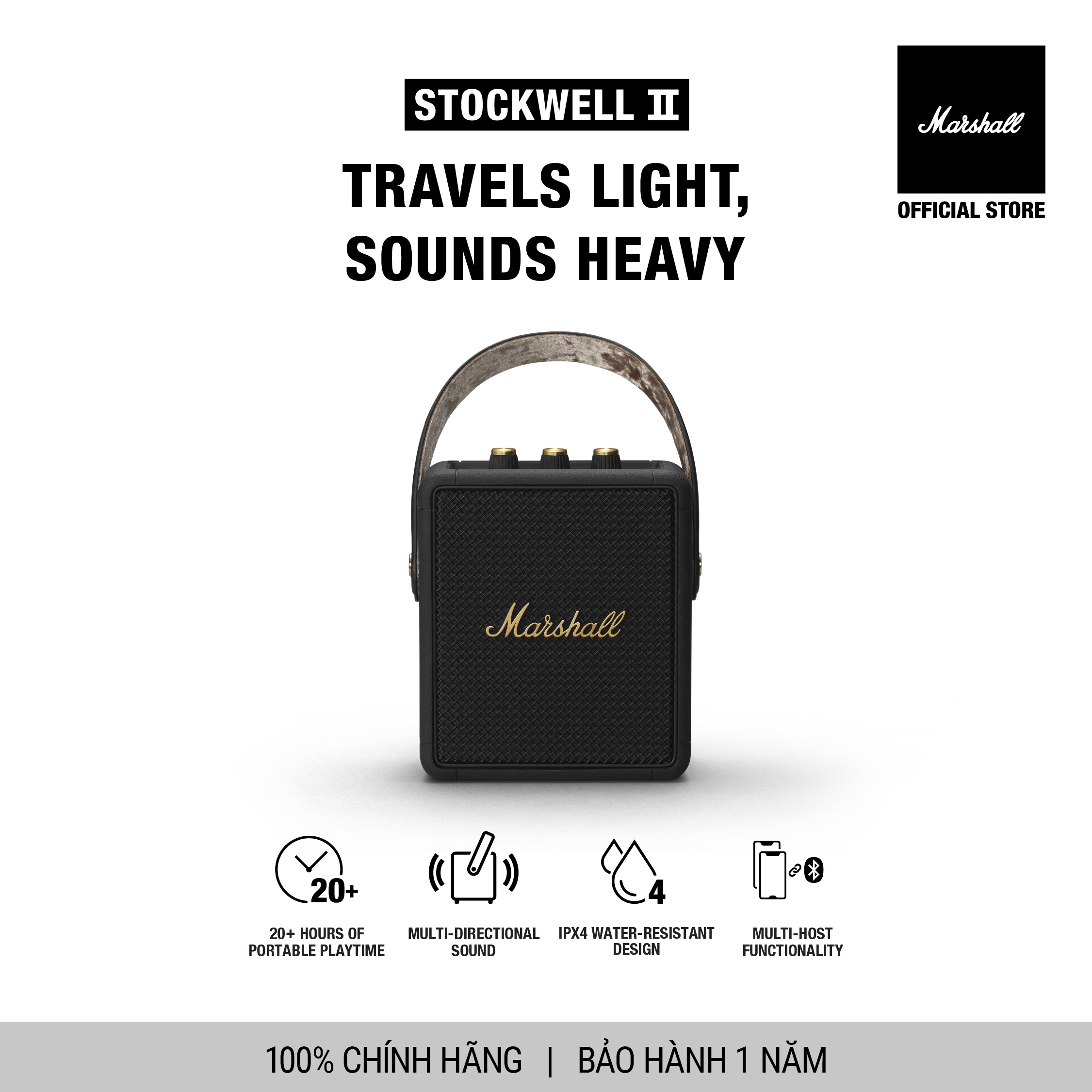 Loa Marshall Stockwell II Portable + 20 hours battery life - Hàng chính hãng