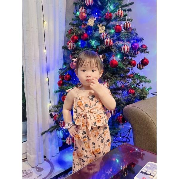 Set đồ bé gái, sét bé gái áo 2 dây hoa quần ống rộng VyVy Kids Fashion