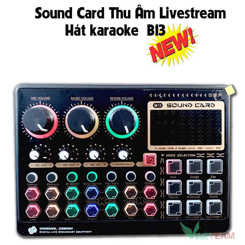 SOUND CARD THU ÂM B13 HÁT KARAOKE LIVESTREAM TÍCH HỢP BLUETOOTH AUTOTUNE KẾT NỐI ĐƯỢC 2 MICRO VÀ 2 TAI NGHE -dc4396