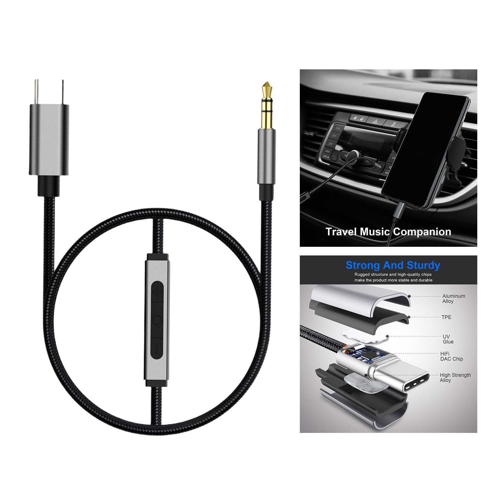 USB C to 3.5mm Audio AUX Cable USB C to AUX Cable Dongle Cable Cord for PC