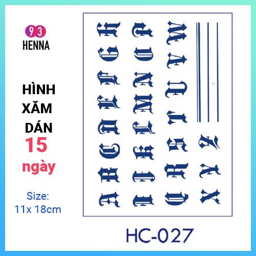 Hình Xăm Dán Tạm Thời Thảo Dược 15 Ngày mã HC027