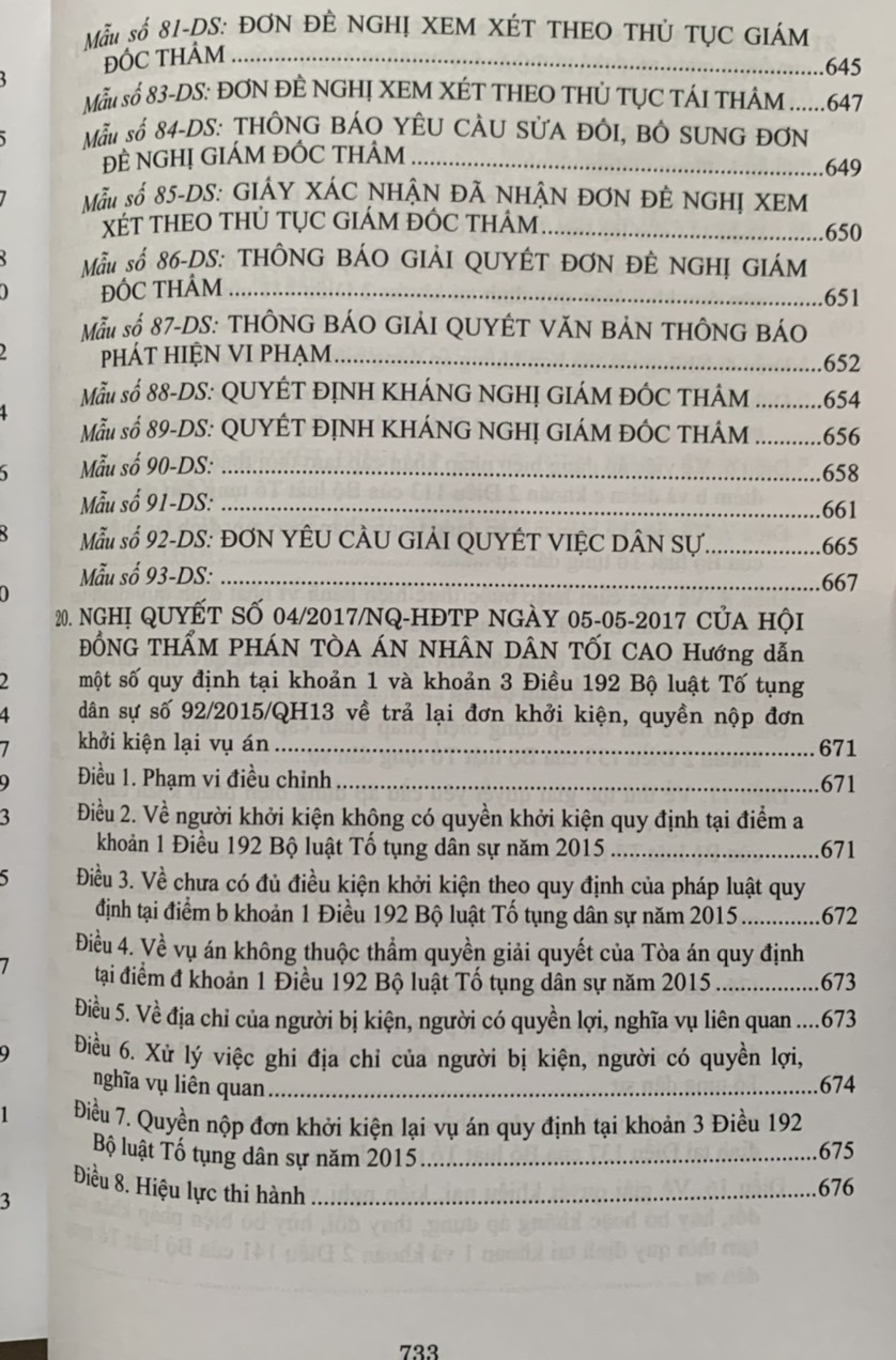 Hệ thống các nghị quyết của Hội đồng Thẩm phán Tòa án nhân dân tối cao về dân sự và tố tụng dân sự từ 1990-2023