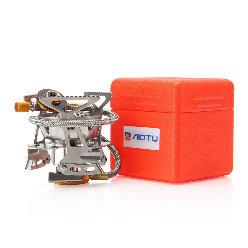 Bếp gas mini 3 đầu đốt bếp gas gấp gọn đánh lửa điện tử tự động chống gió