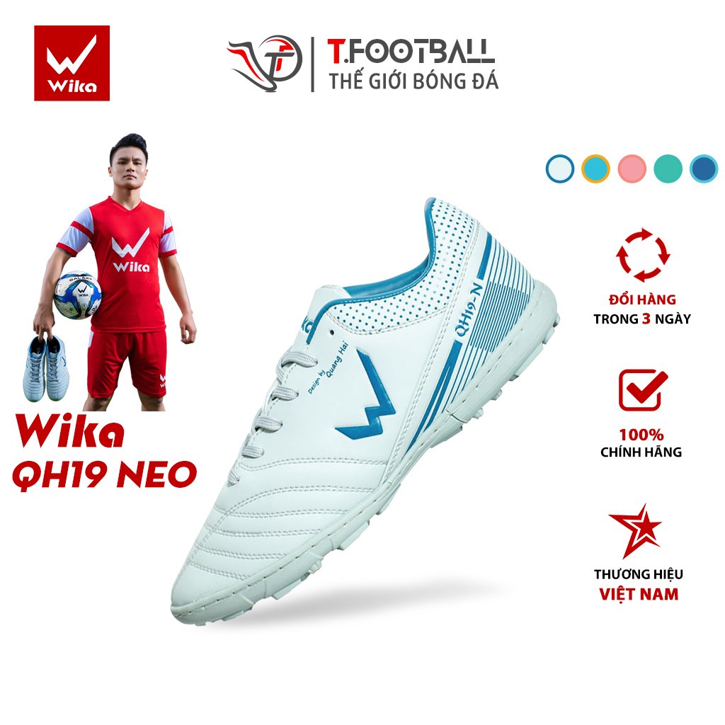 Giày Đá Bóng WIKA QH19 NEO Chính Hãng Da Microfiber Cao Cấp Đinh Dăm TF Bám Sân – Xám – 42