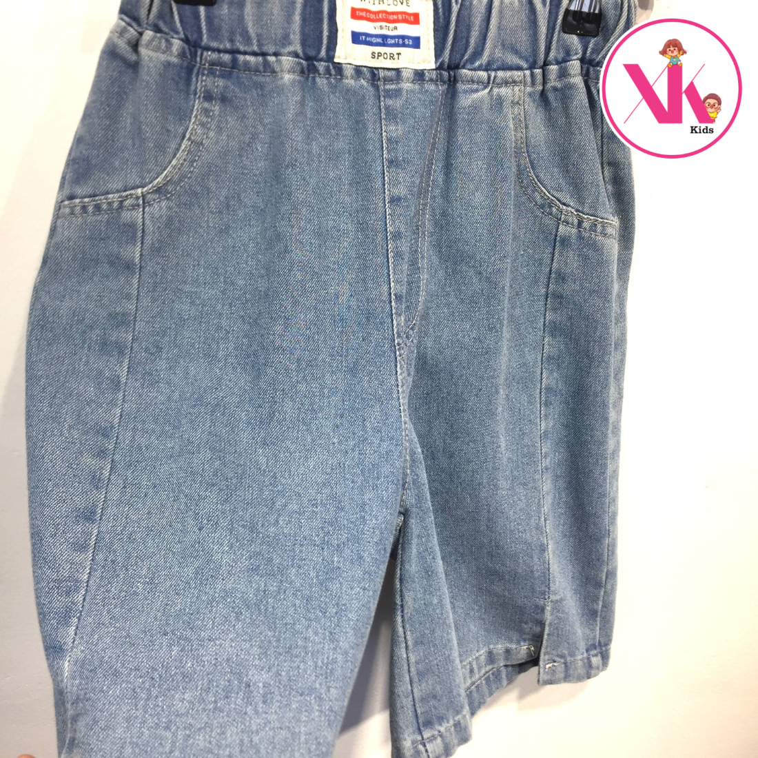 Quần short bé gái chất jean đơn giản cạp chun QBG005C