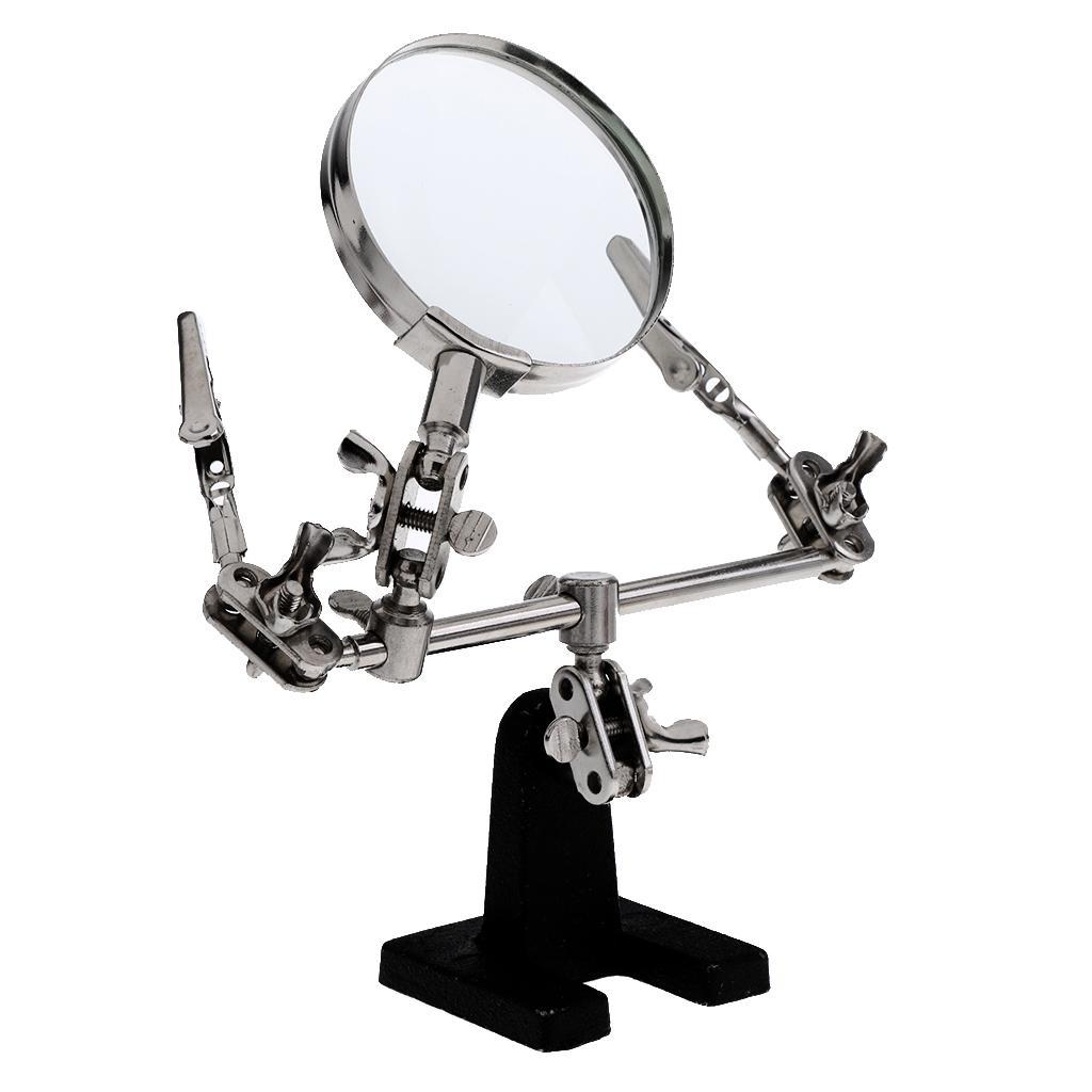 2.5X Magnifying Glass Helping Hand Magnifier Alligator Clamp Soldering Stand