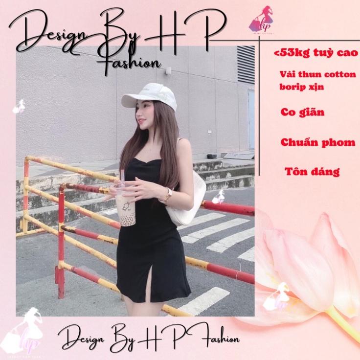 Váy 2 dây hở lưng, đầm dáng ngắn xẻ tà body dáng xoè màu đen dự tiệc sang chảnh hàn quốc có mút ngực VD109   -TEEN