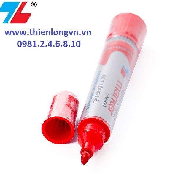 Hộp 10 cây bút lông dầu Thiên Long; PM-09 mực đỏ