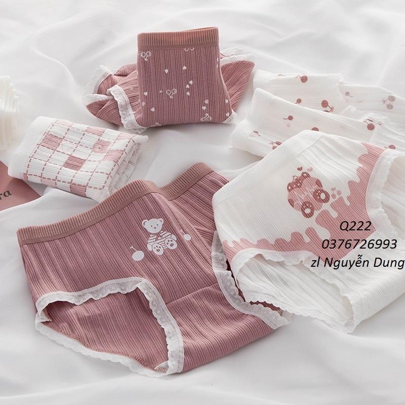 Quần Lót Nữ Cotton Hình Tim-Cherry Ngang Eo Thời Trang . Hàng Loại Đẹp.