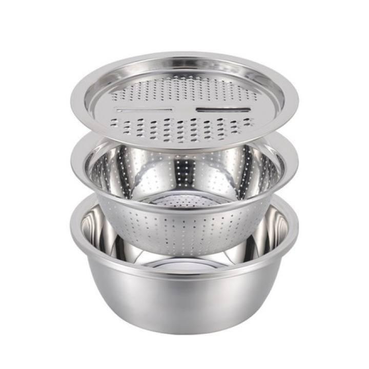 BỘ RỔ INOX KÈM NẠO RAU CỦ 3 CHI TIẾT