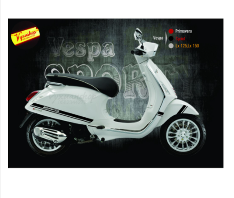 Decal dán xe Vespa AMG Lx 125, Lx 150, Sprint, Primavera nhiều màu