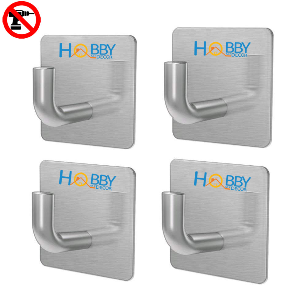 Combo 4 móc treo đồ quần áo dán tường inox 304 HOBBY Home Decor V35-4