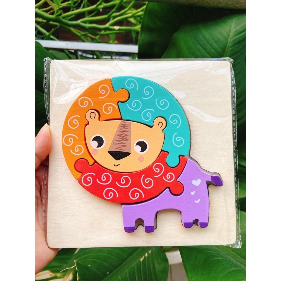 Tranh ghép hình 3D bằng gỗ có in hình nhiều mẫu ngộ nghĩnh phát triển trí tuệ, giáo dục sớm cho bé
