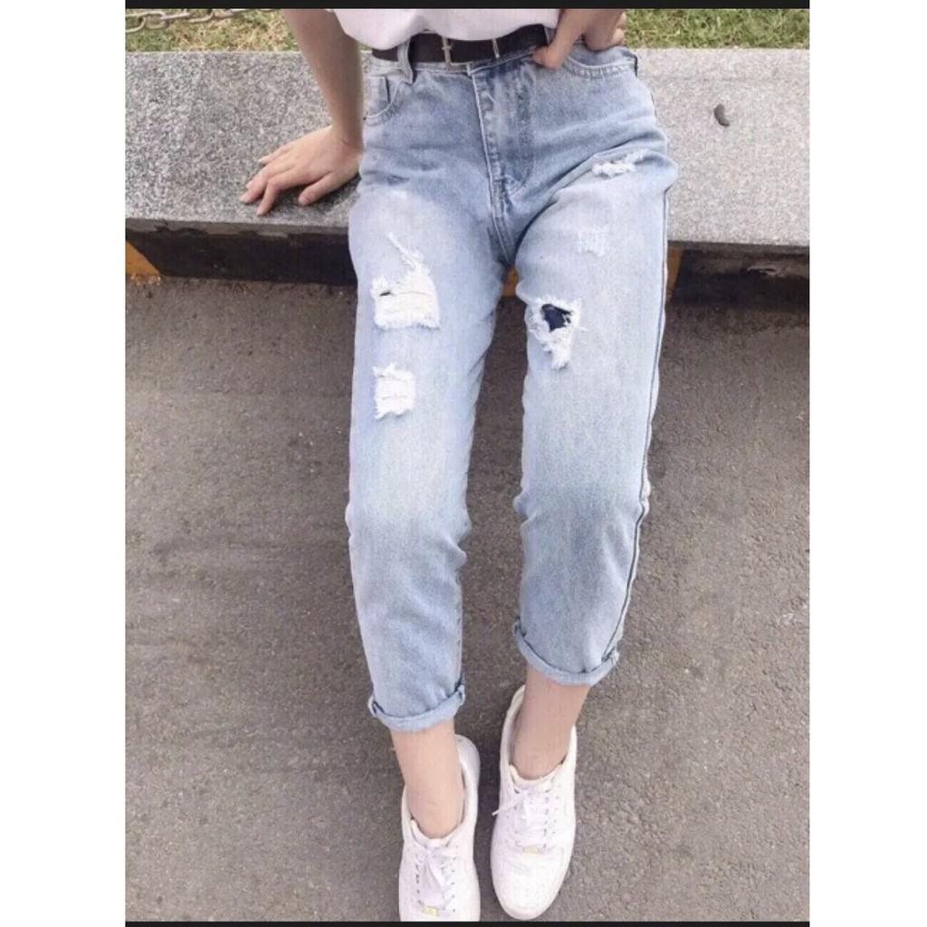 QUẦN BAGGY JEAN NỮ( KÈM ẢNH THẬT ) THẮT ĐAI TRẺ TRUNG MÀU XANH NHẠT SANG TRỌNG TB10