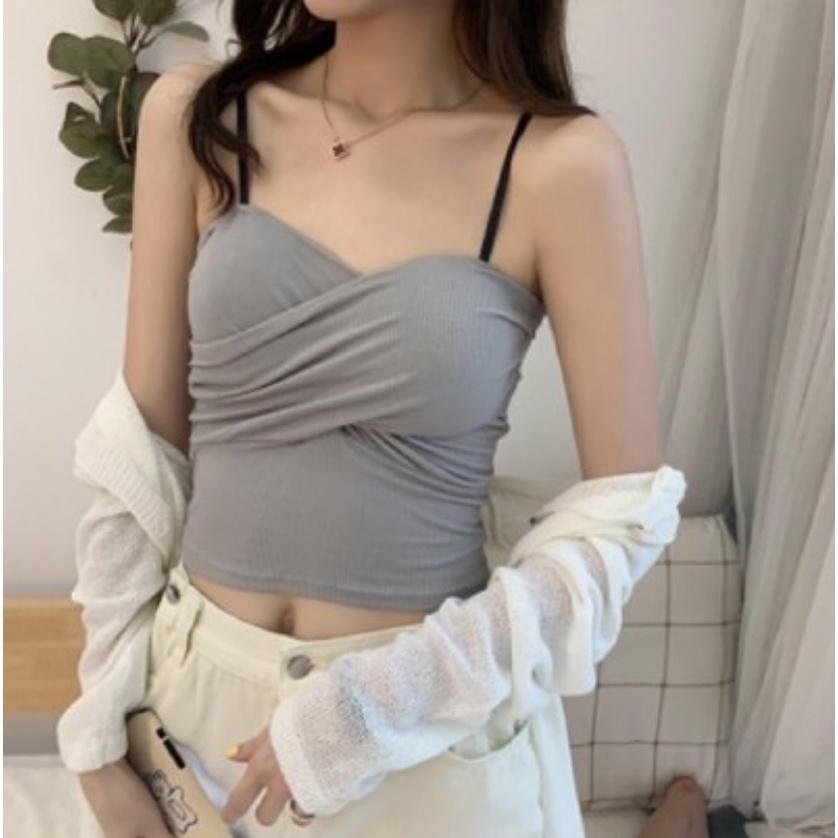 Áo Hai Dây Croptop Kiểu XOẮN NGỰC Ôm Body Sexy Bra Nữ Hàn Quốc Nhiều Màu Cao Cấp