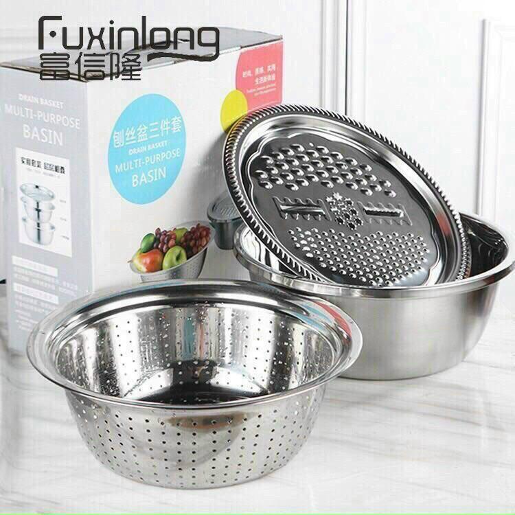 Bộ dụng cụ nạo rau củ quả đa năng kèm rổ Inox