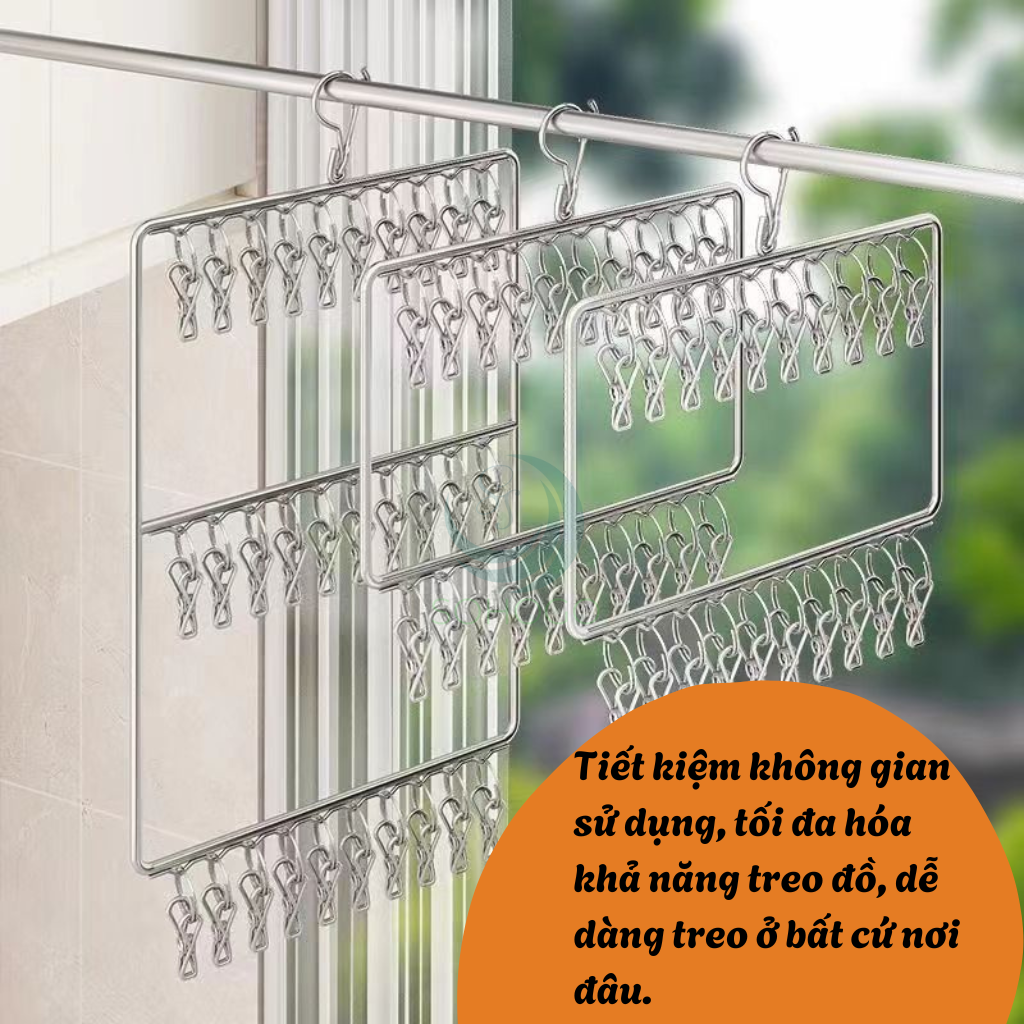 Giá Treo Đồ Inox 20-30-40 Kẹp Treo Đa Năng Móc Treo Phơi Đồ Inox Chống Gỉ Nhiều Kẹp Khung Móc Treo Quần Áo Inox Tiện Lợi Giá Treo Đồ Gấp Gọn, Siêu Tiết Kiệm Diện Tích
