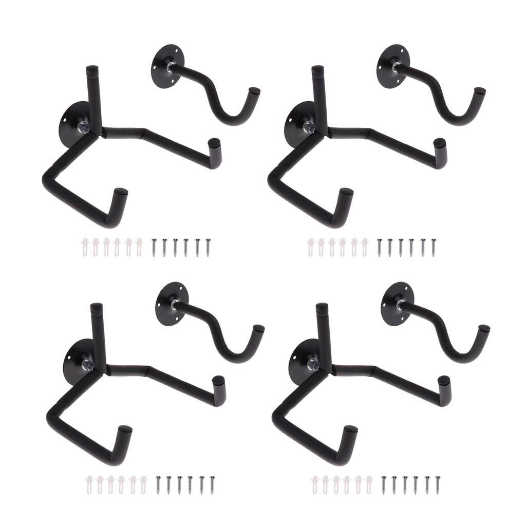 4x Metal Horizontal Guitar Bass Banjo Wall Hanger Stand Slatwall DIY Black