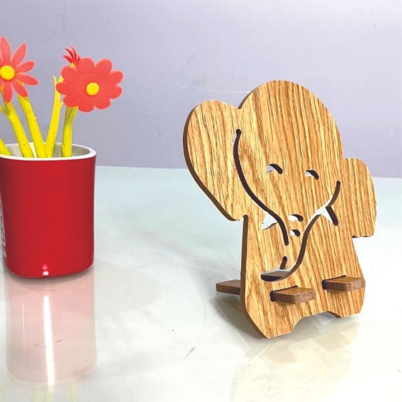 Giá Đỡ Điện Thoại, Máy Tính Bảng Bằng Gỗ MDF Phủ Melamin Hình Voi Kích Thước 16.5cm x 15.3cm