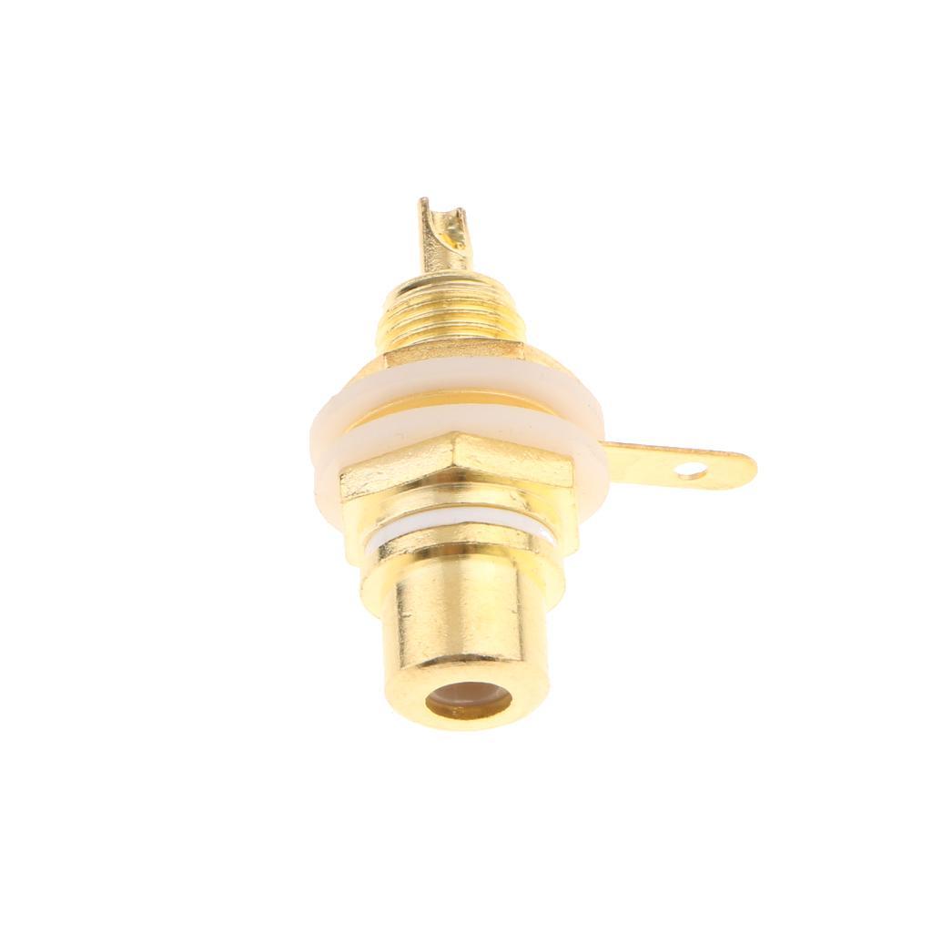 2x Gold Plated RCA Jack / Socket Audio Video Female Cable Connector White