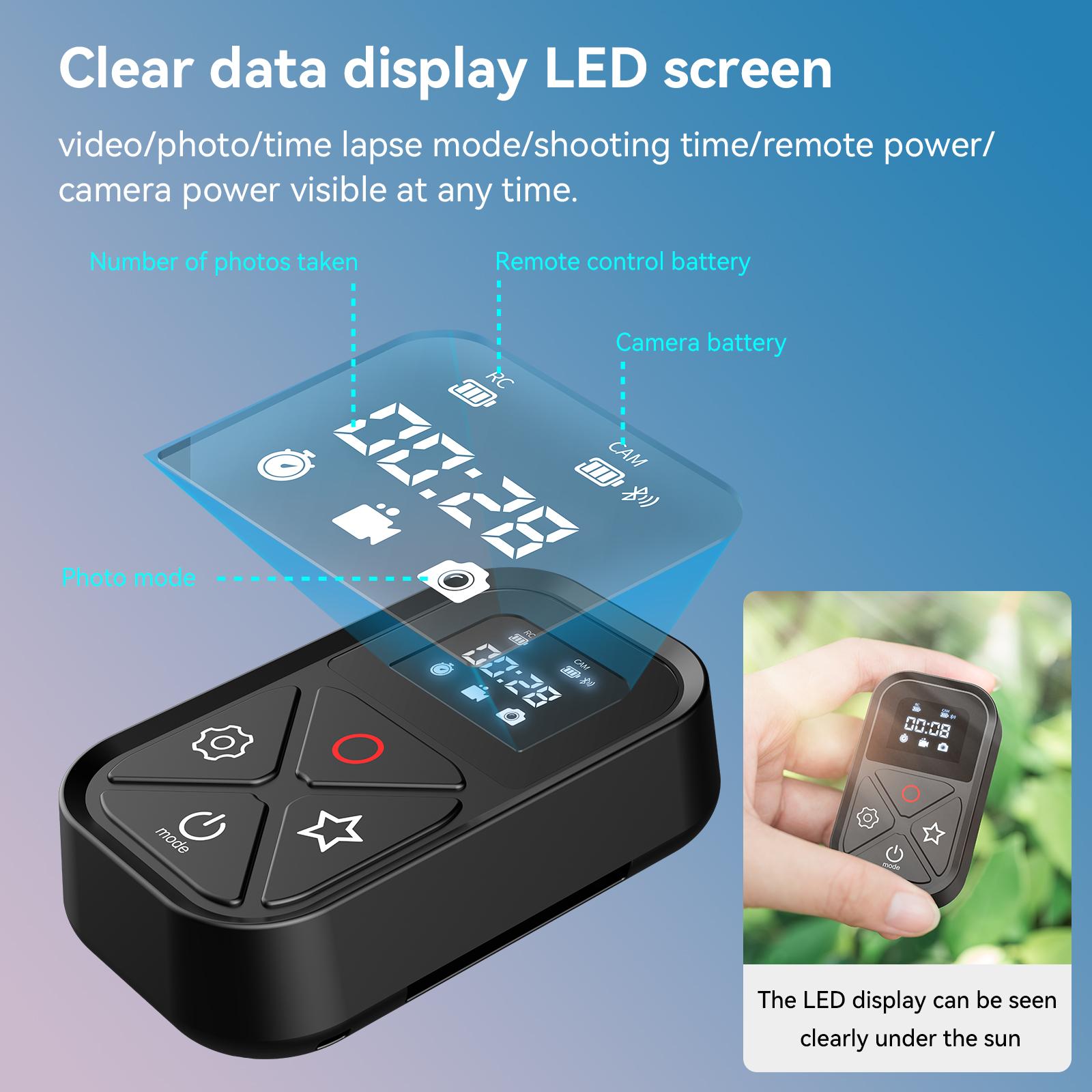 Điều khiển từ xa Bluetooth của Telesin 80M cho GoPro Hero 11 10 9 8 Max với dây đeo cổ tay cho phụ kiện camera hành động điện thoại thông minh