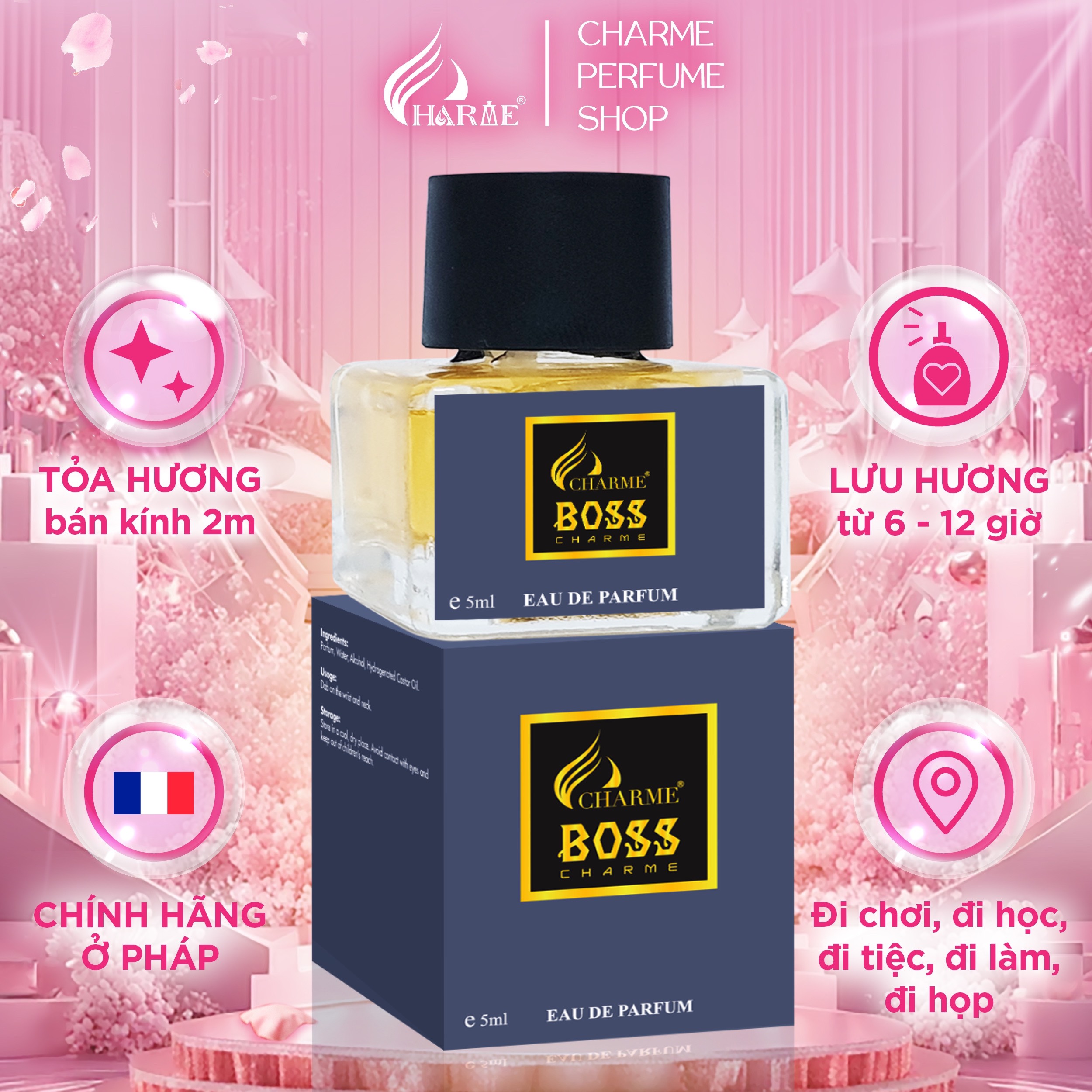 Nước Hoa Nam Charme Boss 5ml Dạng Chấm Mạnh Mẽ, Sang Trọng_Nước Hoa Chính Hãng