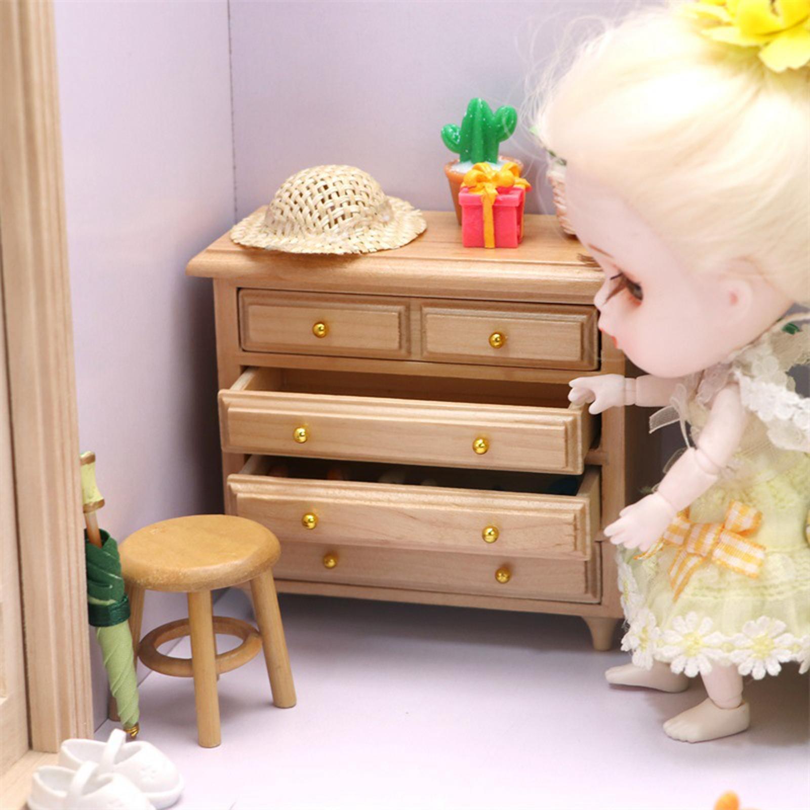 Dollhouse 1:12 Scale Storage Cabinet Kids for Supplies Accessories