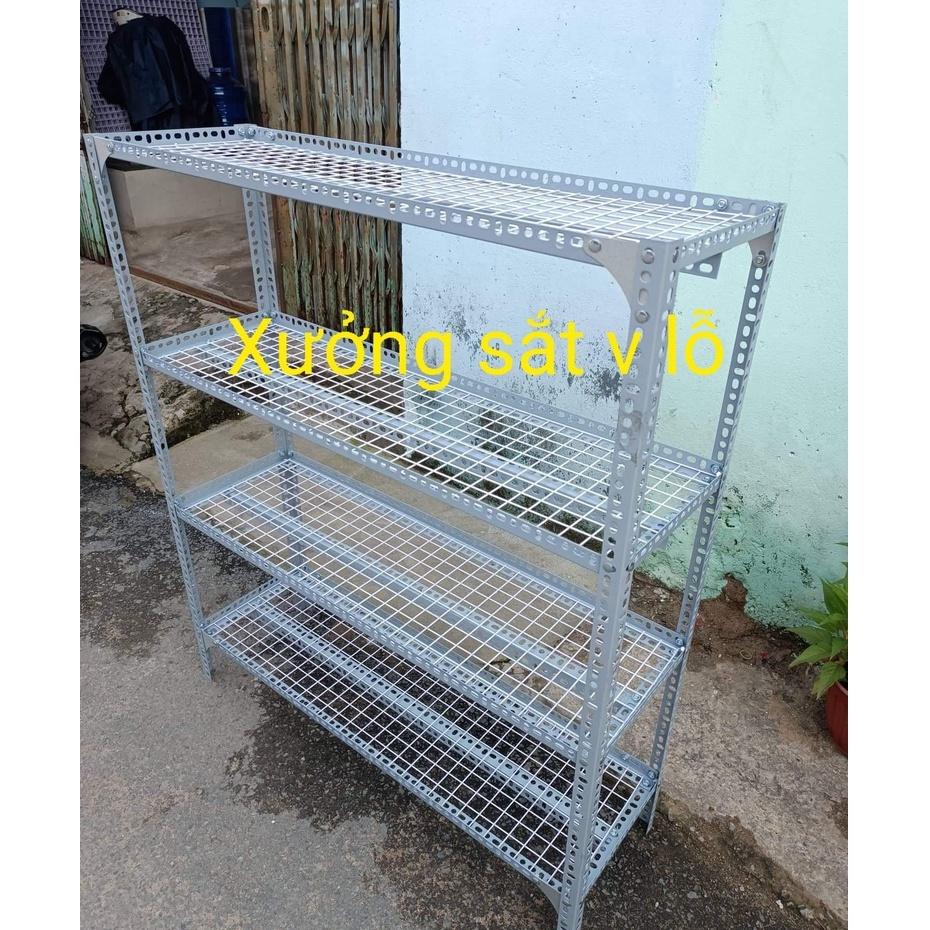 kệ sắt v lỗ ( vỉ lưới sắt ô vuông) rộng 20cm x Dài 1,2m (Cao từ 60cm đến 1,5M) nhiều tầng kệ