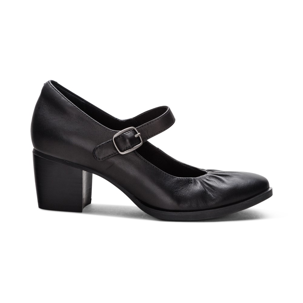 Giày cao gót sức khỏe nữ Aetrex Sara Black - Giày lười gót cao 6p, đế đệm giảm đau chân