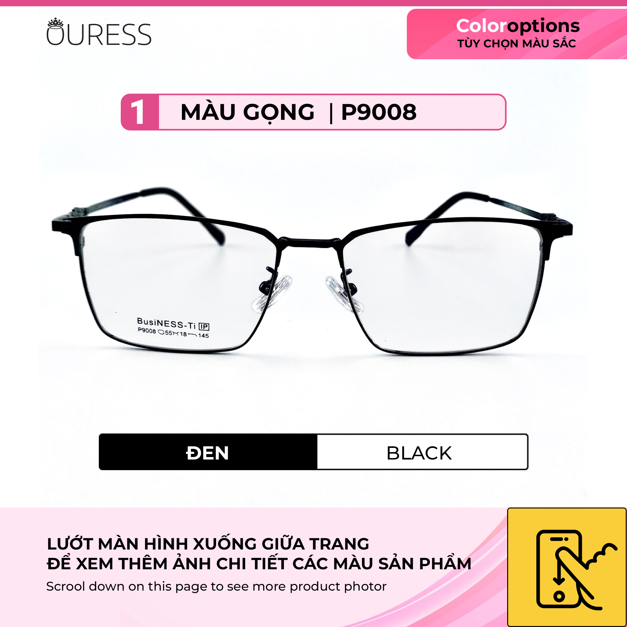 GỌNG KÍNH TITAN NAM CHẤT LIỆU VƯỢT TRỘI SIÊU NHẸ SIÊU BỀN – HÀNG CHÍNH HÃNG P9008