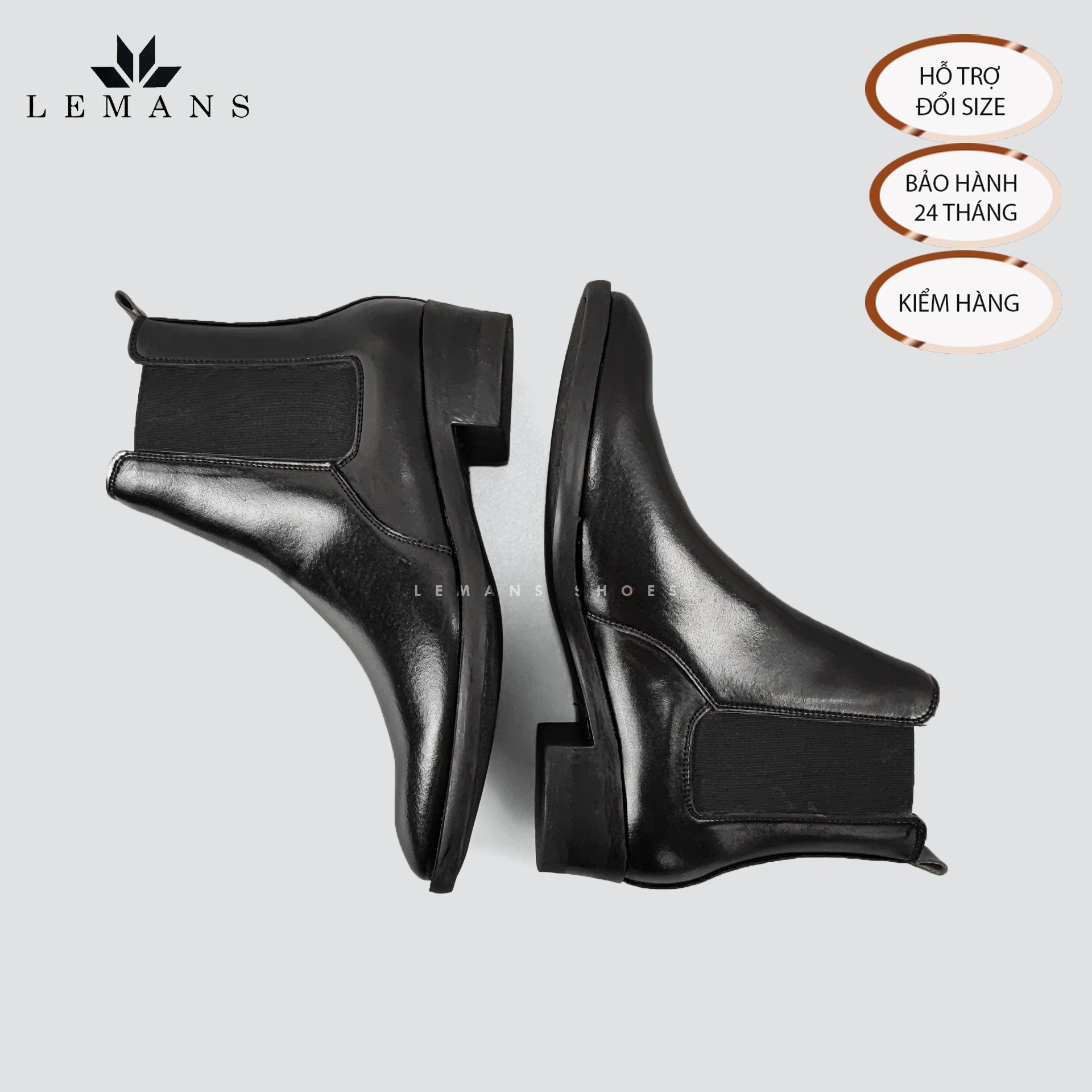 Giày Chelsea Boots LeMans CB04 da bò nhập khẩu mũi nhọn, tăng cao 5cm, bảo hành 24 tháng, boot nam