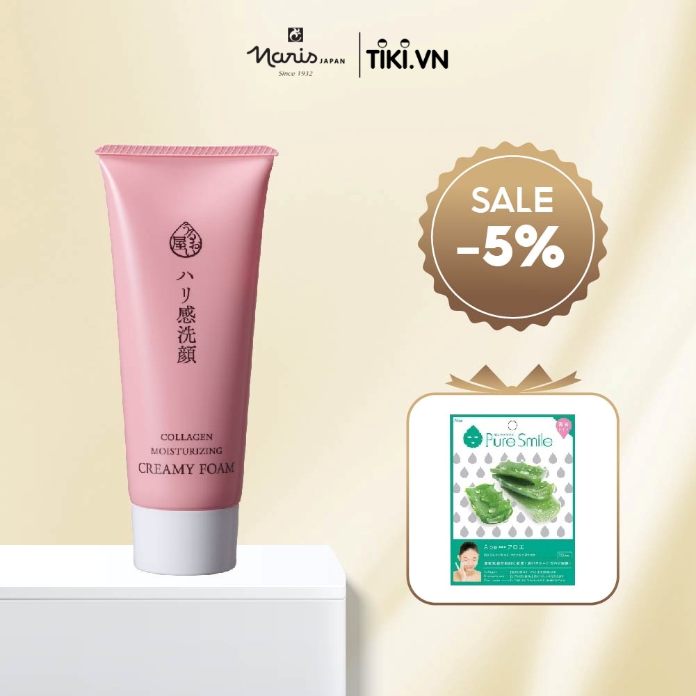 Sữa Rửa Mặt Và Tẩy Trang Chống Lão Hóa Naris Uruoi Ya Collagen Moisturizing Creamy Foam 100g