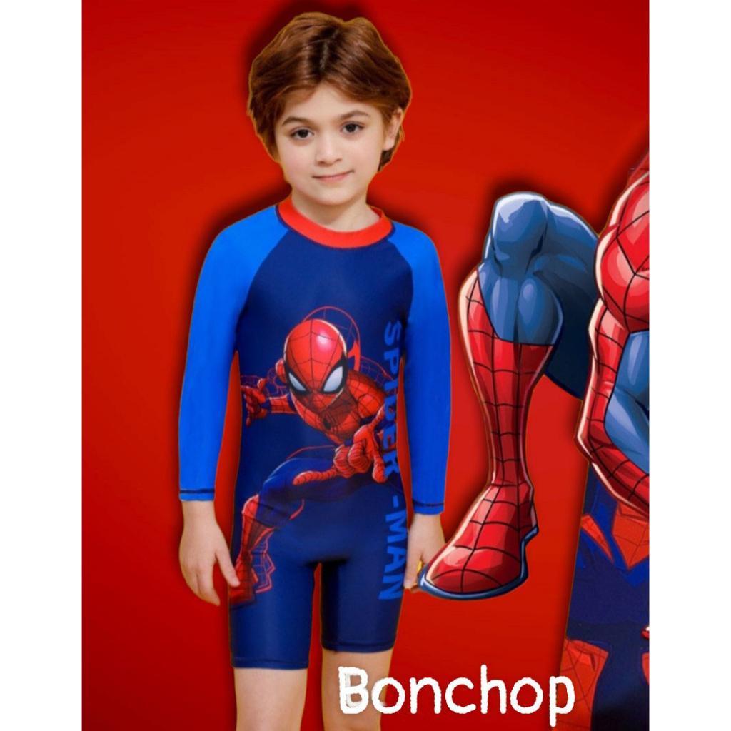 Đồ bơi liền thân tay dài xe hơi mc queen và người nhện spiderman