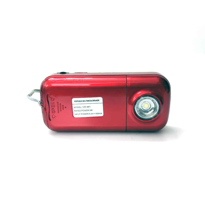 Loa đài FM Craven CR-861 hỗ trợ Thẻ nhớ/ USB/ Tai nghe/ Đèn pin - pin trâu 4400mah (Đen đỏ) HÀNG NHẬP KHẨU