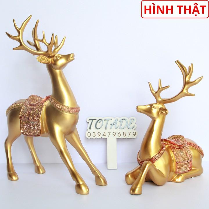 Bộ tượng đôi hươu nai phong cách Bắc Âu màu vàng gold | DES0008