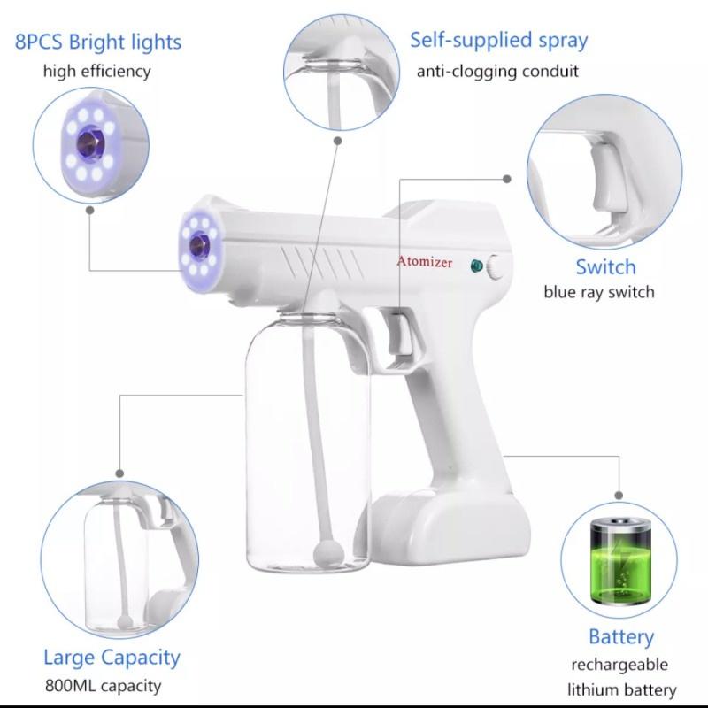 Máy phun khử khuẩn cầm tay, S.ú.n.g Khử Khuẩn Phun Xịt Khử Sát Trùng Nano K5 Hàng Chuẩn In Laser 8 Mắt UV