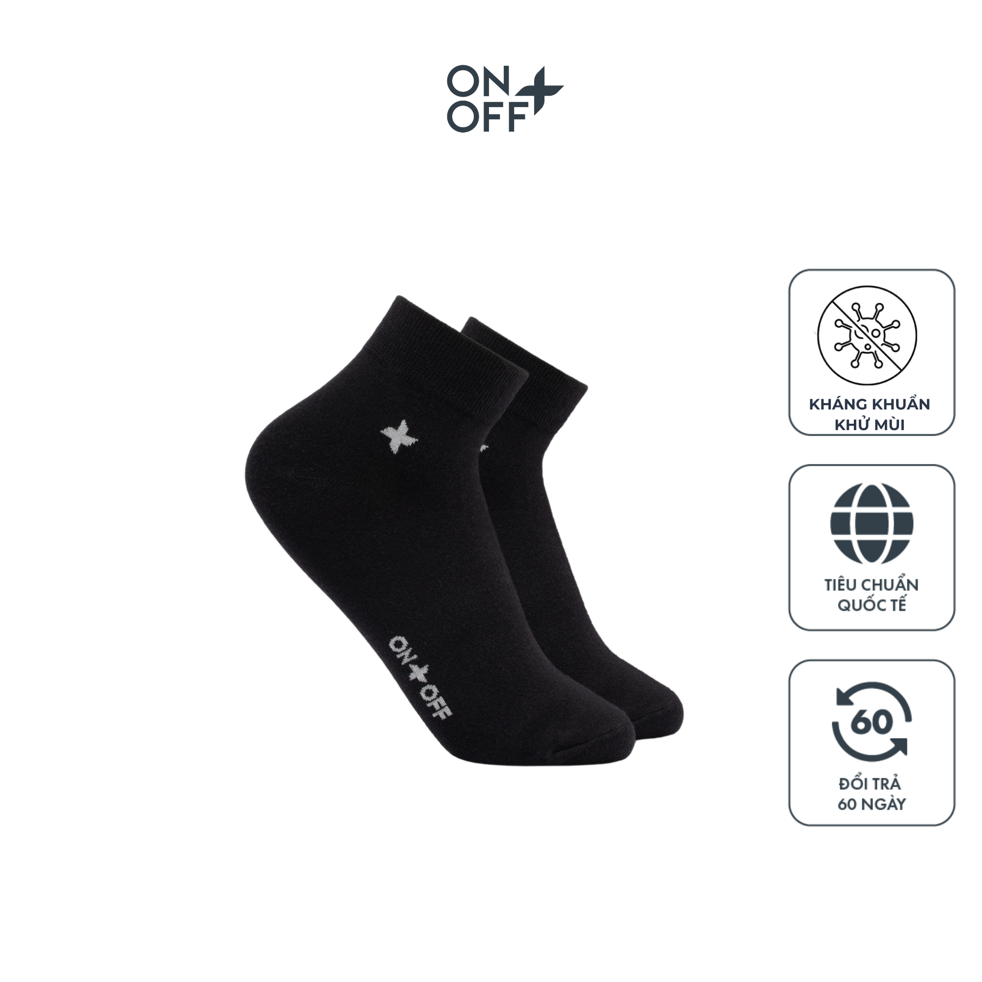 Tất vớ nữ cotton cổ ngắn ONOFF kháng khuẩn khử mùi thoáng khí thấm hút vượt trội 16AE24A030