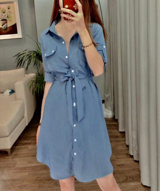 Váy kiểu somi kẻ mờ