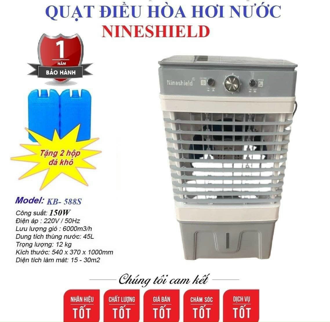 QUẠT ĐIỀU HOÀ QUẠT ĐÁ LÀM MÁT GIẢM NHIỆT BẰNG HƠI NƯỚC HS-588A BÌNH 45 LÍT