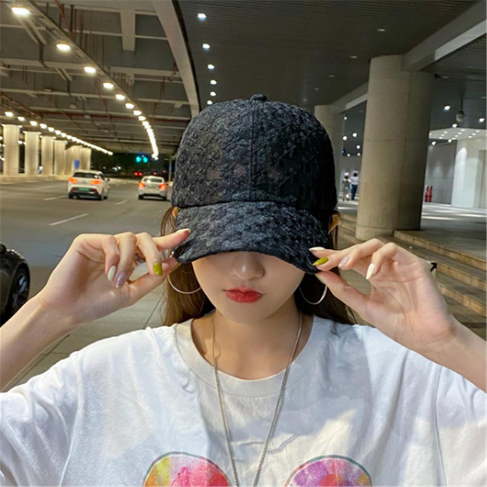 Mũ Ren Hoa Mỏng Mũ Bóng Chày Nữ Mùa Hè Chống Nắng Mặt Trời Rỗng Nón Thoáng Khí Ngọt Cổ Mũ Bóng Chày Cho Nữ Color: Black