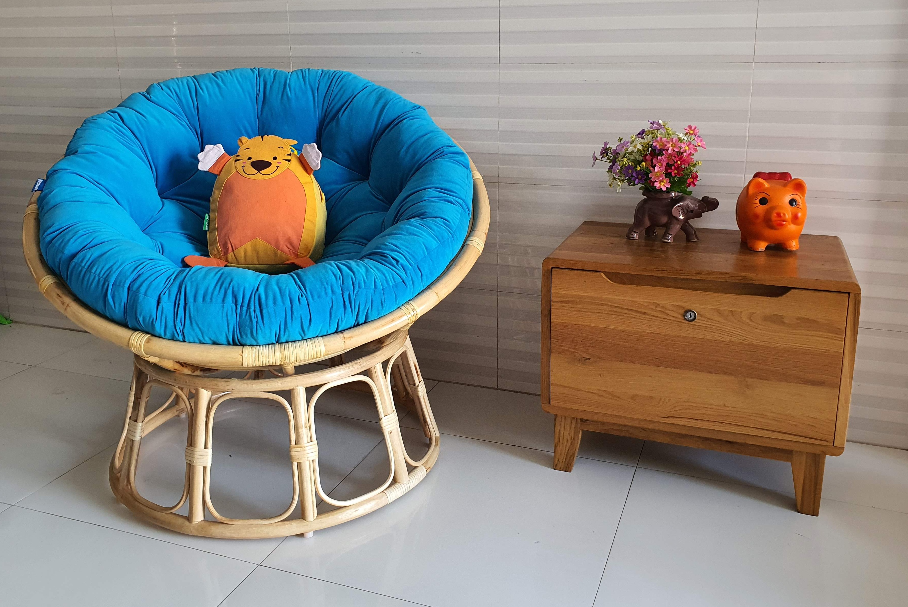 Ghế thư giãn papasan đủ size ( Nệm nhung cao cấp xanh biển)